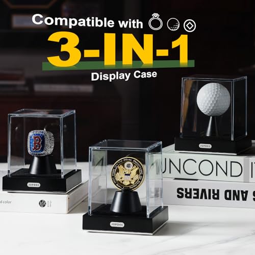 Image of JupDec Golf Ball Display Case, Clear Acrylic Single Golf Holder with Durable Base, Dustproof Cube Showcase with Black Velvet Interior, Ideal Gift for Sports Memorabilia Fans & Collectors