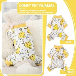 Fall Dog Pajamas Sweaters for Small Dogs Fleece Dog Onesie Stretchy Puppy Sweater Warm Small Dog Clothes Dog Pjs Pet Apparel,XXS Dog Clothes,Yellow Duck Fall Dog Pajamas Sweaters for Small Dogs Fleece Dog Onesie Stretchy Puppy Sweater Warm Small Dog Clothes Dog Pjs Pet ApparelXXS Dog ClothesYellow Duck