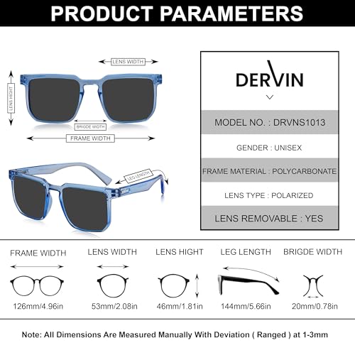 Image of Dervin Square Polarized UV Protected Sunglasses for Men and Women