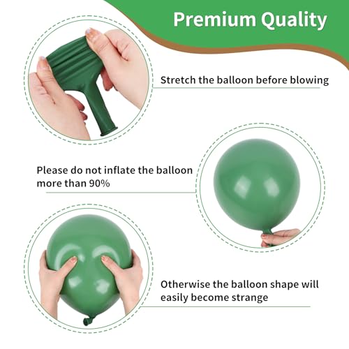 Image of RUBFAC Sage Green and Brown Balloons, 65pcs Olive Green Dark Brown Coffee Nude Gold Metallic Party Balloons for Camo Army Hunting Birthday Jungle Safari Woodland Floral