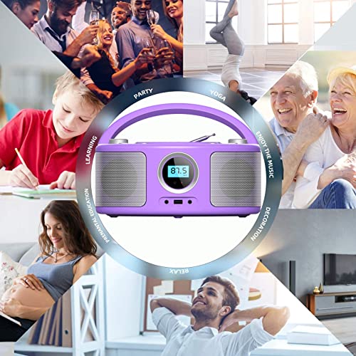 Portable Cd Player Bluetooth Boombox With Fm Radio, Usb, Aux And Headphone Jack, Cd-R/Rw And Mp3 Cds Compatible, Ac/Battery Operated,Remote Control #TOP6