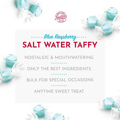 Sweet Candy Company Salt Water Taffy Individually Wrapped- Salt Water Taffy Candy Bulk, Old Fashioned Blue Raspberry, Soft & Chewy, Single Flavor Assortment, Gluten Free- 3 lb, Blue Raspberry Flavored