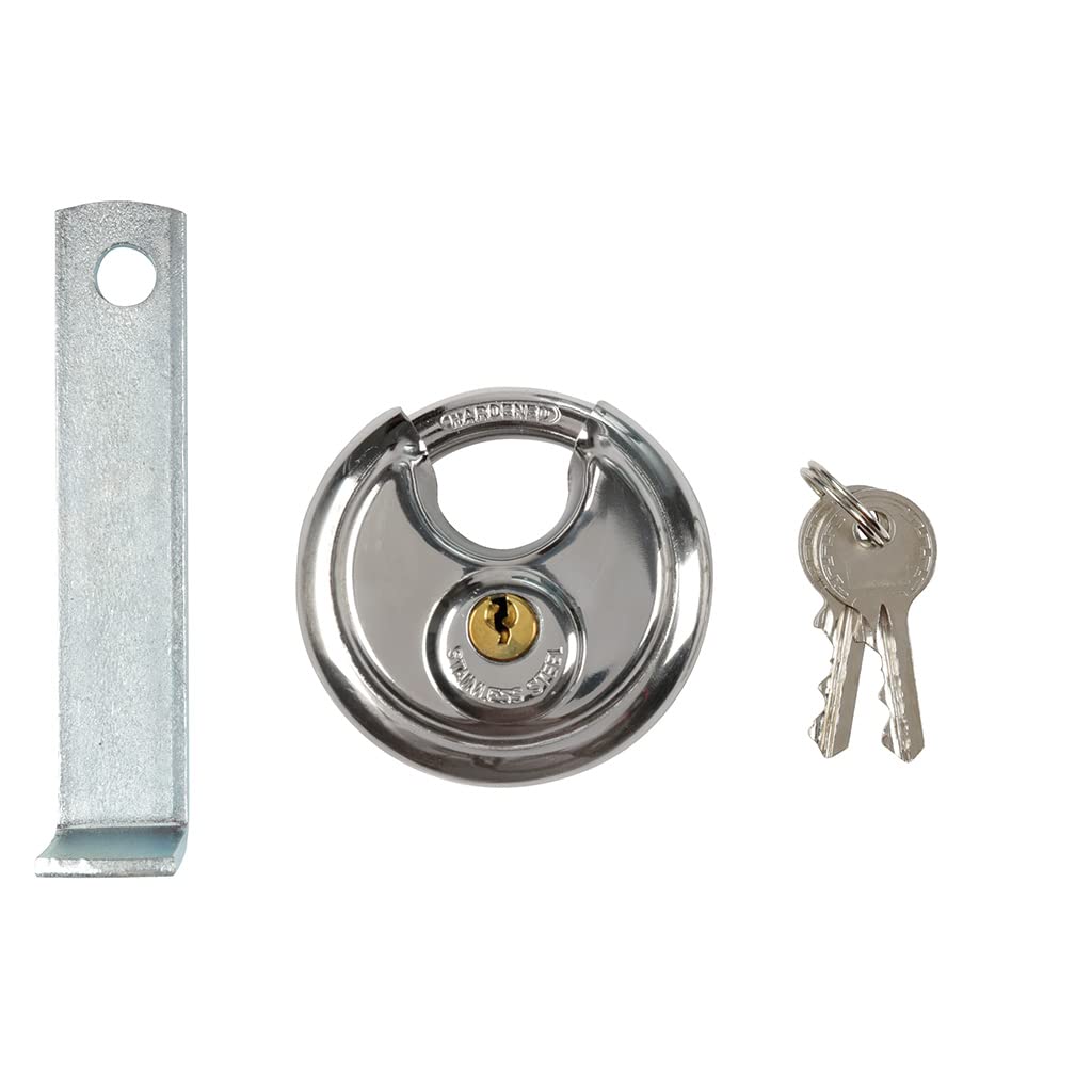 OROK 641763 Antivol Remorque Universel – Antivol Tête d’Attelage Triangle avec Cadenas et 2 Clés – Utilisable Attelé et Non Attelé – Sécurité Remorque et Caravane, Inox brillant