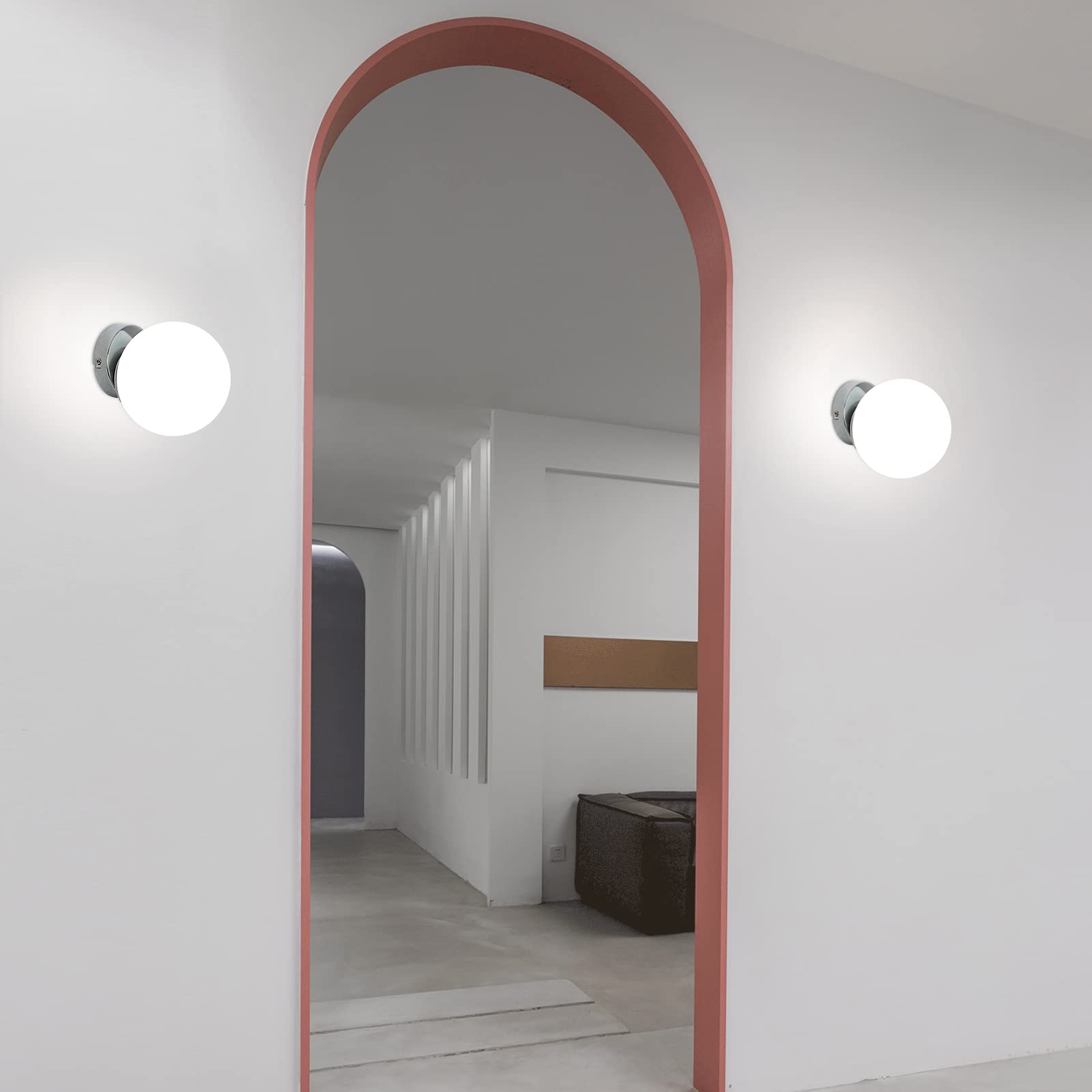 Lampe Murale Moderne E27 Boule de Verre 15cm Applique Murale Intérieure