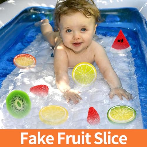 Set de 48 piezas de frutas y cubos de hielo falsos miniatura 7