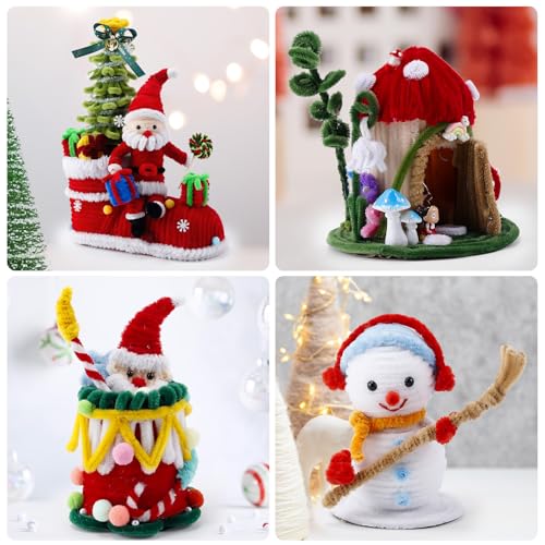 Image of Caydo 300 Pieces Christmas Pipe Cleaners Craft, 3 Colors Chenille Stems