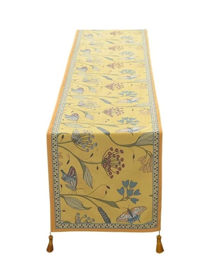 Dining Table Unique Table Runner Tassel Flag Pastoral Style Tea Modern TV Cabinet Shoe Cover Cloth Kitchen Decoration(A,71 inches)