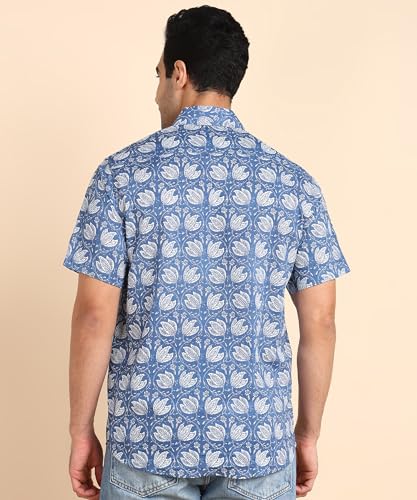 Image of BLOCKS OF INDIA Cotton Hand Block Print Half Sleeves Summer Shirt for Men