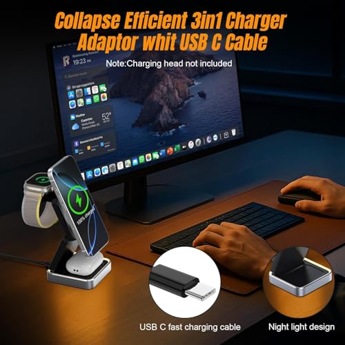 Wireless Charging Station 3 in 1 for Apple Devices, Foldable Magnetic MagSafe Charger Stand - image 2