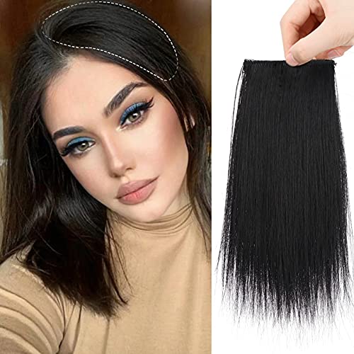 3 PCS Hair Piece Clip in Hair Extensions Seamless Hair Pad Hairpieces Short Straight Invisible Hairpin Adding Hair Volume Hair Filler for Thinning Hair( 8 Inch,Natural Black)