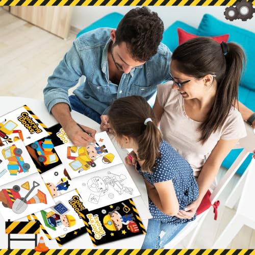 Image of Bulk Construction Coloring Books, 96Pcs Mini Drawing Booklet for Kids | Yellow Truck Excavator DIY Art Coloring Book for Toddlers Toddlers Holiday Birthday Party Goodie Bags Stuffer Classroom Craft