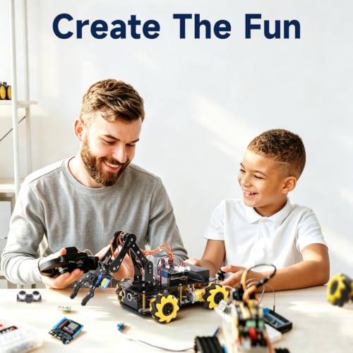 ACEBOTT 5DOF Robot Arm Car Kit, ESP32 Programmable Coding Robot with 4WD App & Remote Control, Arduino Python Blockly Compatible STEM Robotics Building Kit for Kids 12+ Teens and Adults - Image 7