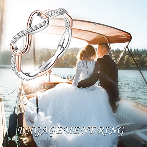 Valdeas Sterling Silver Wedding Rings For Women Eternity Band Cubic Zirconia Heart Infinity Twist Promise Rings For Her (7) #TOP1