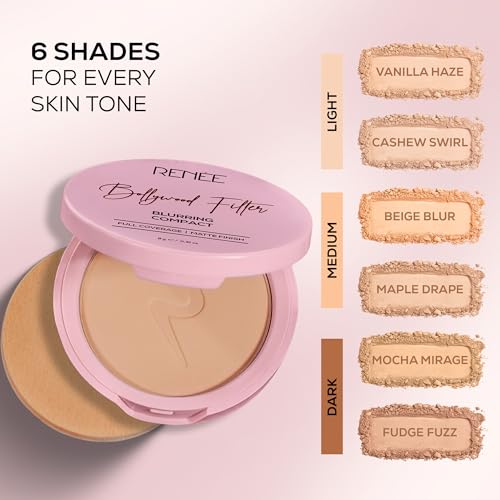 Image of RENEE Bollywood Filter Blurring Compact - Maple Drape | Pore Minimising, Matte Finish, Full Coverage, Rich Pay-off | Blurs Pores & Blemishes | 9g