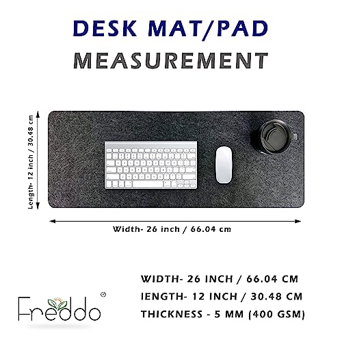 Image of FREDDO Felt Desk Mat Pad for Desktop Laptop Keyboard Gaming Mouse Pad for Home and Office (26 x 12 inch) Black Color, Pack of 1 Piece