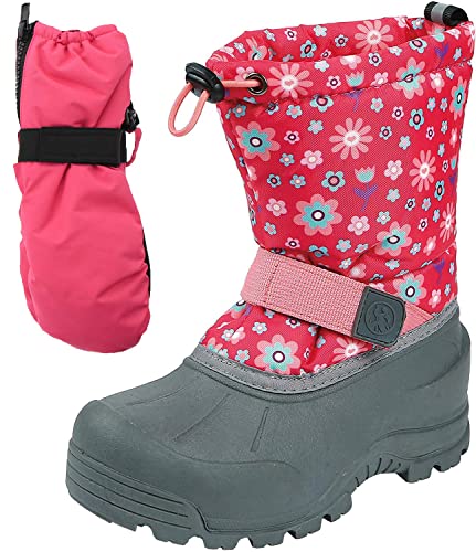 Northside Frosty Winter Snow Boots for Girls with Matching Waterproof Mittens, Size: 11 M US Little Kid - Fuchsia/Coral (Pink)