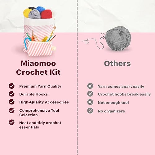 Miniatura 5 de Miaomoo Kit de ganchillo de 64 piezas para principiantes, adultos y niños, kit de inicio de ganchillo, juego de papel kraft para principiantes para