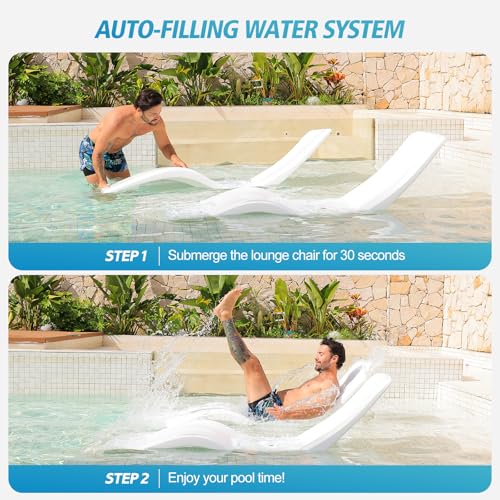 in Pool Lounge Chairs,Pool Lounge Chairs for Water Depths Up to 9”,Weather-Resistant Design,Tanning Chairs for Sun Shelves, Poolside & Beach Lounge Furniture for Outdoor Relaxation(1PC)