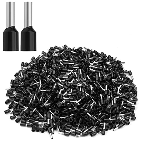 XHF 1000 PCS AWG 16/1.5mm² Wire Ferrules Insulated Copper Crimp Connectors, Crimp Pin Cord End Terminals Black Cover