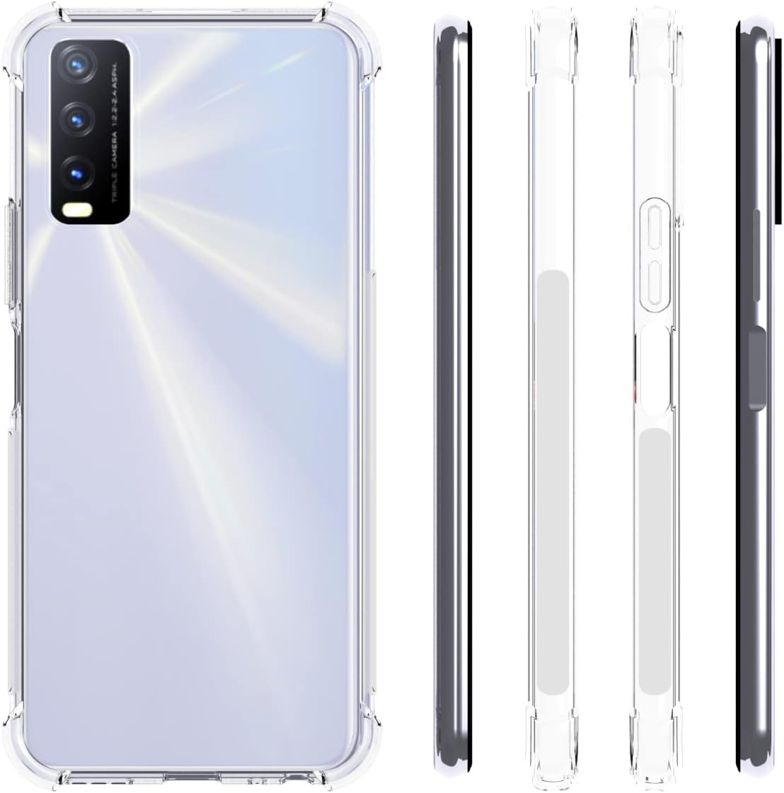 Back view of Vivo Y20/Y20S/Y11s phone with USTIYA clear case installed