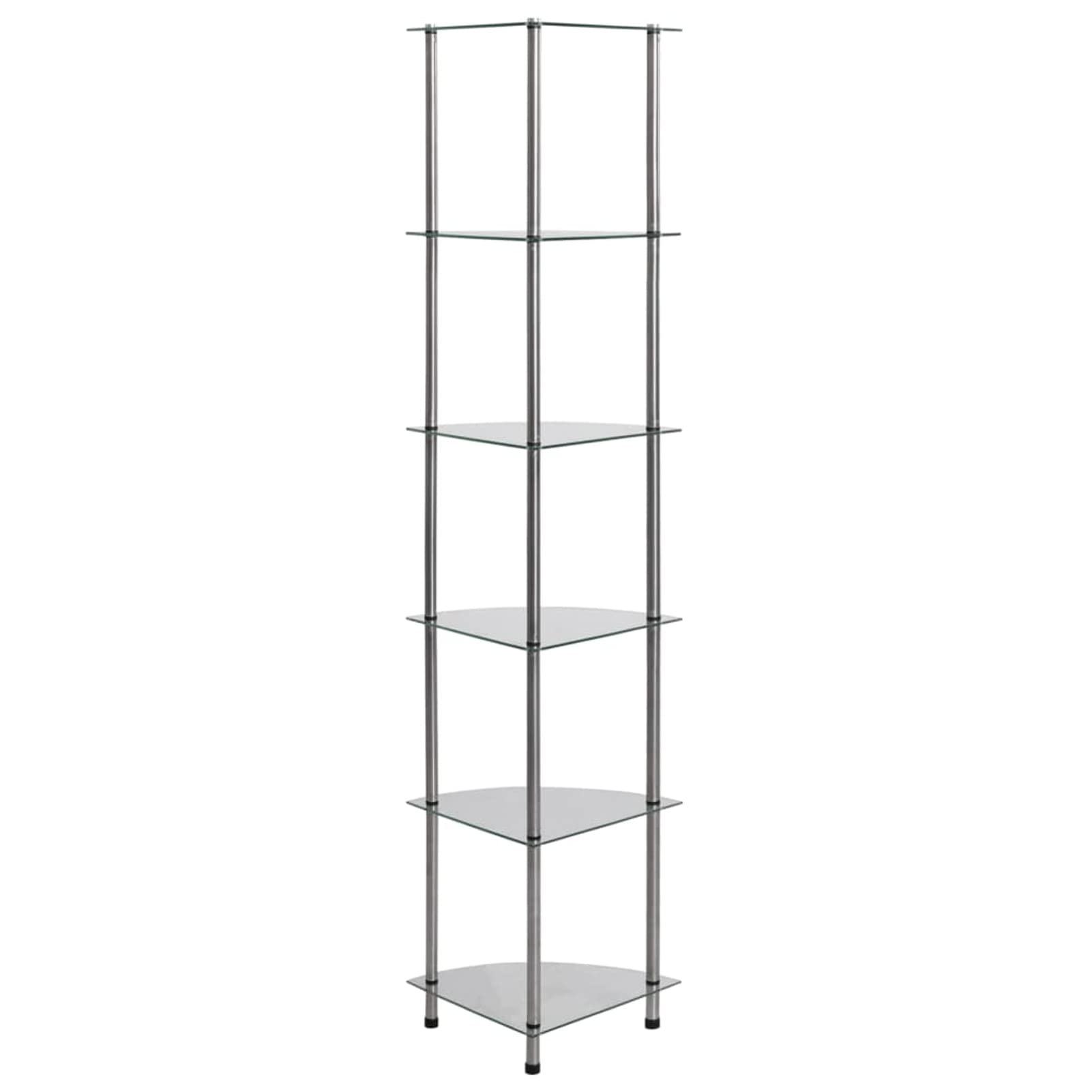 Homgoday Estantería de 6 niveles transparente, 30 x 30 x 160 cm, cristal templado, armario librería, vitrina, librería vertical, ahorra espacio, librería de suelo, para salón o estudio
