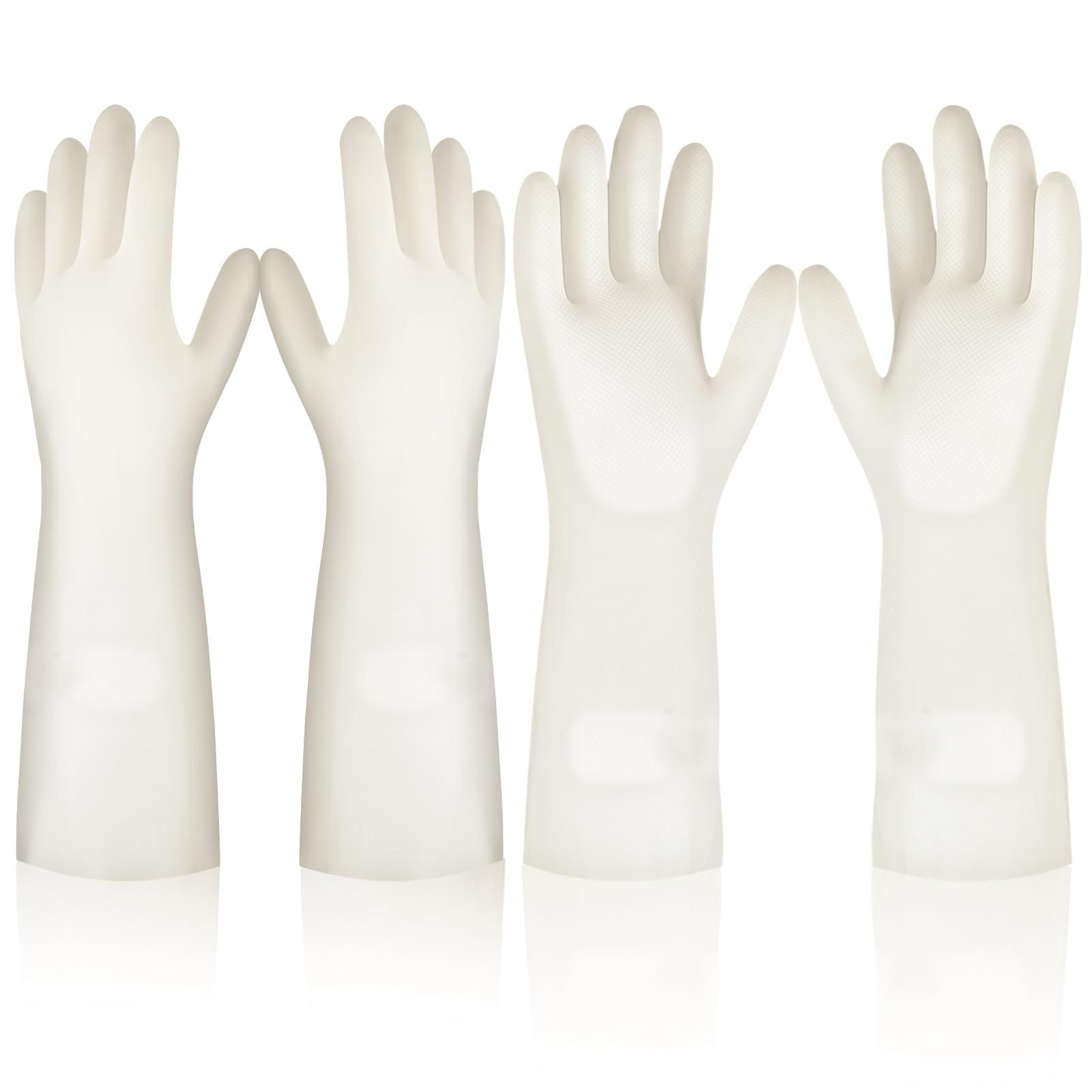 Verdickte und verlängerte, wiederverwendbare Nitrilhandschuhe, geeignet für Küchen, Reinigung, Haustiere, Gartenarbeit usw., 2 Paar (Medium)