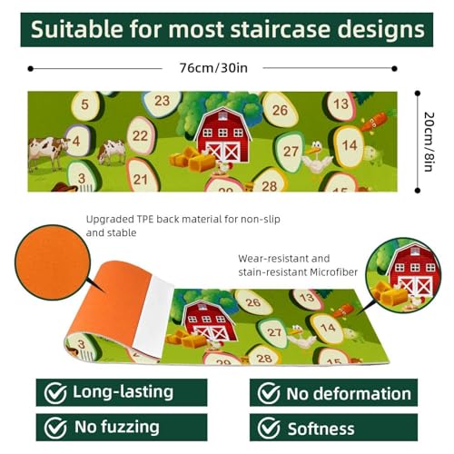 Peldaños de escalera estilo granja con alfombra de alta densidad para escalones de madera 5