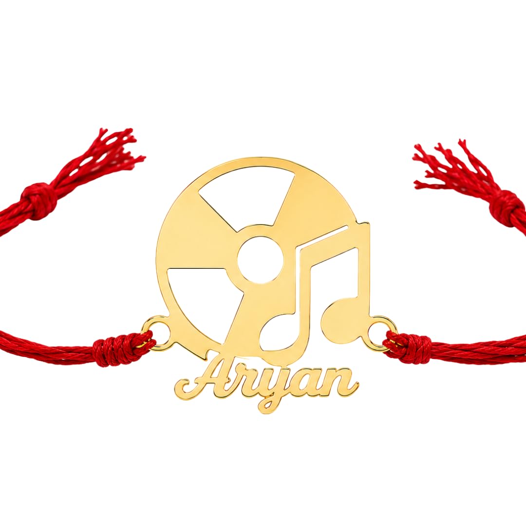 Personalized Music Rakhi for Brother | Custom Name Gold Finish Designer Rakhi | Handmade Raksha Bandhan Gift-image-13