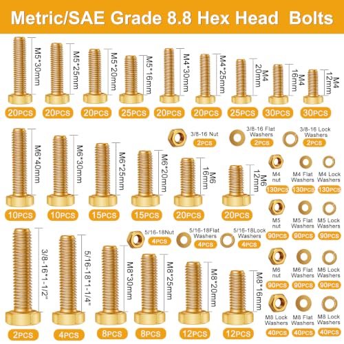 Image of weideer 3334PCS Hardware Assortment Kit, Metric&SAE Nuts and Bolts Assortment Kit,Phillips Head and Grade 8.8 Metric Hex Bolt, Nuts,Lock Washers. #6,#8,#10,1 /4,5 /16,3 /8,1 /2,M3,M4,M5,M6,M8.(10-65mm)