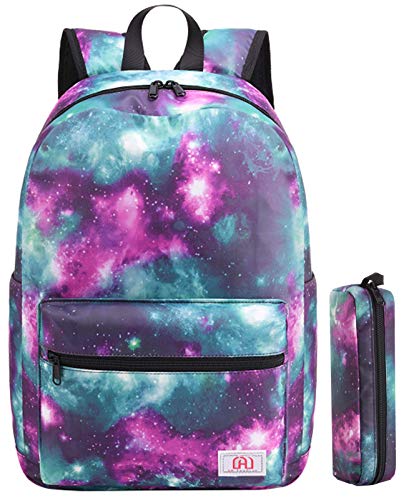 AM SeaBlue Galaxy Rucksack für Damen, Herren, Reisen, strapazierfähig, Teenager, Mädchen, Jungen, Schule, Studenten, Buchtasche für 39,6 cm (15,6 Zoll) Laptops
