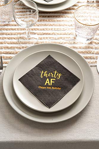 Crisky 30Th Birthday Napkins Black Gold 30Th Birthday Cocktail Napkins Beverage Napkins 30Th Birthday Party Candy Table Decoration, 50 Count, 3-Ply #TOP4