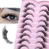 Lashes Natural Look Clear Band Cat Eye False Eyelashes zanlufly Volume Mink Fox Eye Lashes Wispy 6D Volume Durl Lashes Strip Eyelash Extension Look