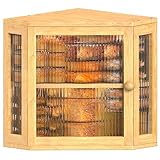 RYLTKISS Corner Bread Box, Extra Large Bread Box for Bread Storage-Durable Bamboo Wood Bread Box for Kitchen Countertop-Double Bread Container with Adjustable Height, Easy To Assemble
