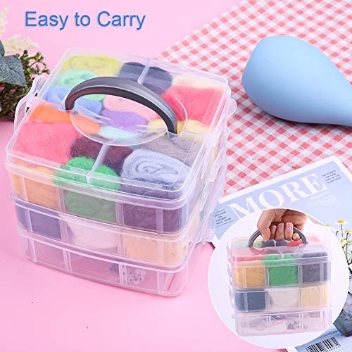 150 PCS Needle Felting Tools for Beginner, Needle Felting Kit, 39 Colors Wool Roving Set Include Curly Wools, with Wool Felt Tools and Foam Mat for DIY Complete Needle Felting Starter Kit - Thumbnail 7