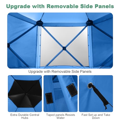 Image of COBIZI 12x12 pop up Gazebo on Clearance Screen Canopy Tent, Camping Outdoor Screened Gazebo with Sidewalls, Portable Hub Tent with Carrying Bag and Ground Stakes, Blue
