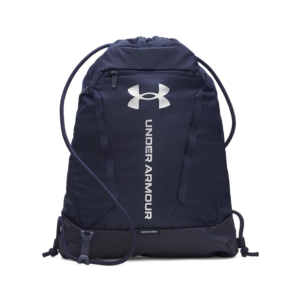 Under Armour Unisex Blue Hustle Sackpack Midnight Navy / Midnight Navy / Metallic Silver One Size