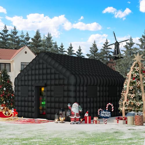 EROMMY 20x16.5x12 FT Large Black Inflatable Nightclub, Blow Up Party Tent Portable with 950W Blower, Disco Night Club Tent for Adult Birthday Party Business Rental