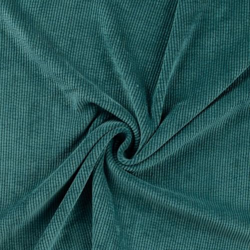 Tissus et Nappes Westeel - Corduroy Fabric - per 50 cm - 7 Colours 330 g/m2 For Upholstery, Fanny Bags, Dresses, Sofas (Blue Green)