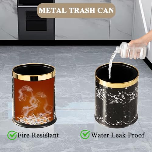 Image of Metal Trash Can, Double-Walled Waste Basket Hides The Trash Bag, Open Top Round Garbage Can Small Trash Bin for Bathroom, Kitchen, Bedroom, Toilet, etc.