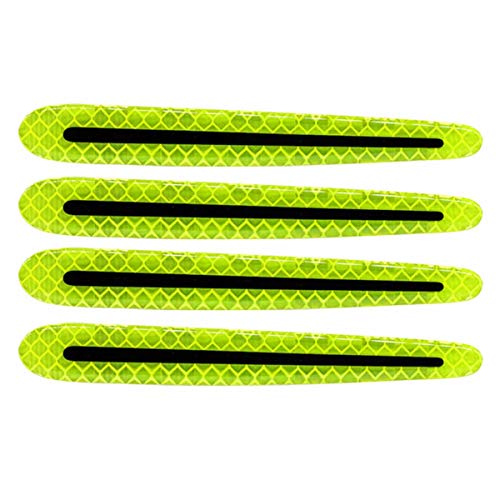 Image of ZYTC 4pcs 3D Super Reflective Stickers Carbon Fiber Strips Car Side Door Edge Bumper Anti-Scratch Protection Guards Trim Stickers Universal (Door Handle Sticker Green)