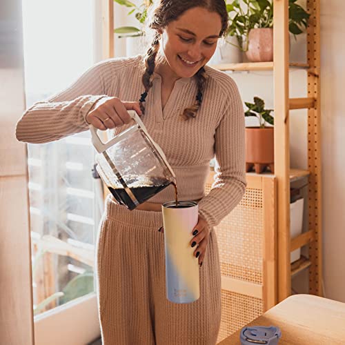 Bottle Bottle Insulated Coffee Tumblers With Dual-Use Lid And Straw Double Walled Iced Travel Coffee Mug For Woman And Man 18 Oz Stainless Steel Tumbler With Handle(Purplepinkyellow #TOP1