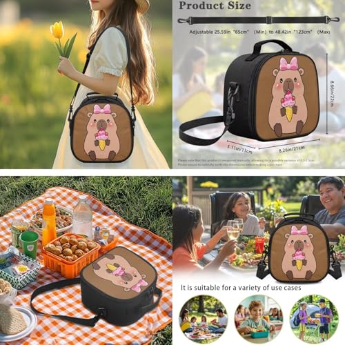 Ystardream Adorable Capybara Backpack and Lunch Bag Set for Girls Large Capacity Backpack with Front Pocket Kids 17 Inch Kindergarten Bookbag Trendy Daypack with Pencil Case & Water Bottle Sleeve4