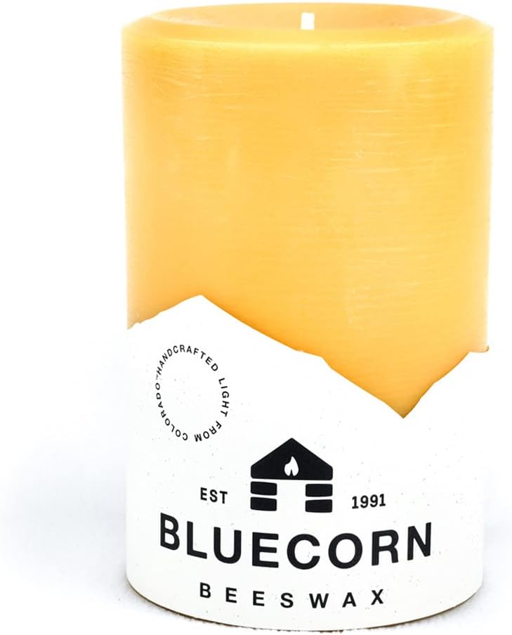 Bluecorn Beeswax 100 Pure Beeswax Pillar Candles Natural
