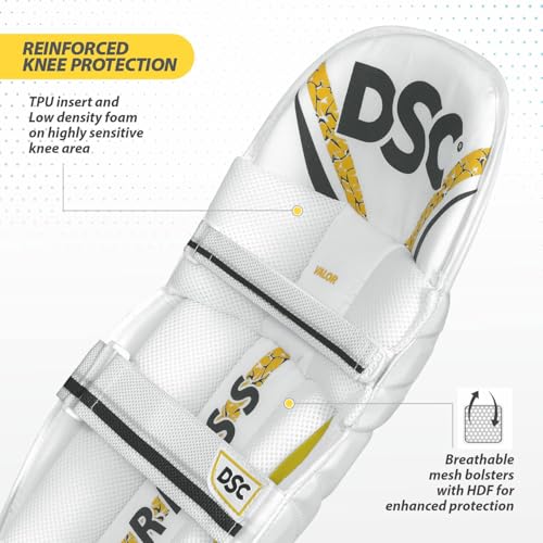 Image of DSC Valor Cricket Batting Legguard for Mens, Color - White, Size - Mens, Ambi