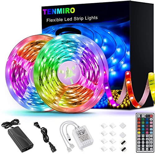 Tenmiro Led Strip Lights 65.6ft (2 Rolls of 32.8ft) Color Changing LED Light Strips with 44key Remote, RGB Led Lights for Bedroom Room Party