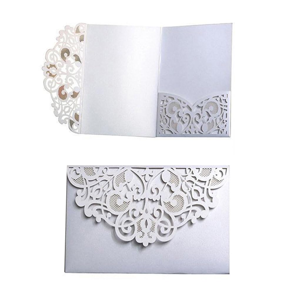 50 Stück Hochzeitseinladung Karten Set mit Umschlag & Einlegeblatt | Elegantes Spitzenmuster, filigrane Papierkarte, Hochzeit, Verlobung, Geburtstag, Feier, DIY Gestaltung