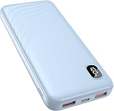 Power Bank, 10000mAh Powerbank,15W Compact Portable Charger, with USB Input (USB C), Blue