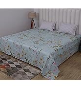 RD TREND Glace Cotton Printed Super King Size Flat Double Bedsheet with 2 Pillow Covers | 210 Tc ...