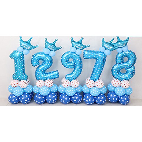 Image of AMFIN 17 inch 1 Number Foil Balloon, Birthday Decoration Items [Helium Supported] - Blue