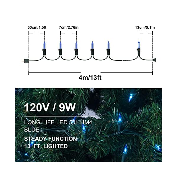 Hopolon mini christmas lights, 2 pack 23ft 100 led string lights, 120v ul plug extendable xmas tree lights for christmas, patio, home, party, holiday, garden, indoor/outdoor decoration - image 4